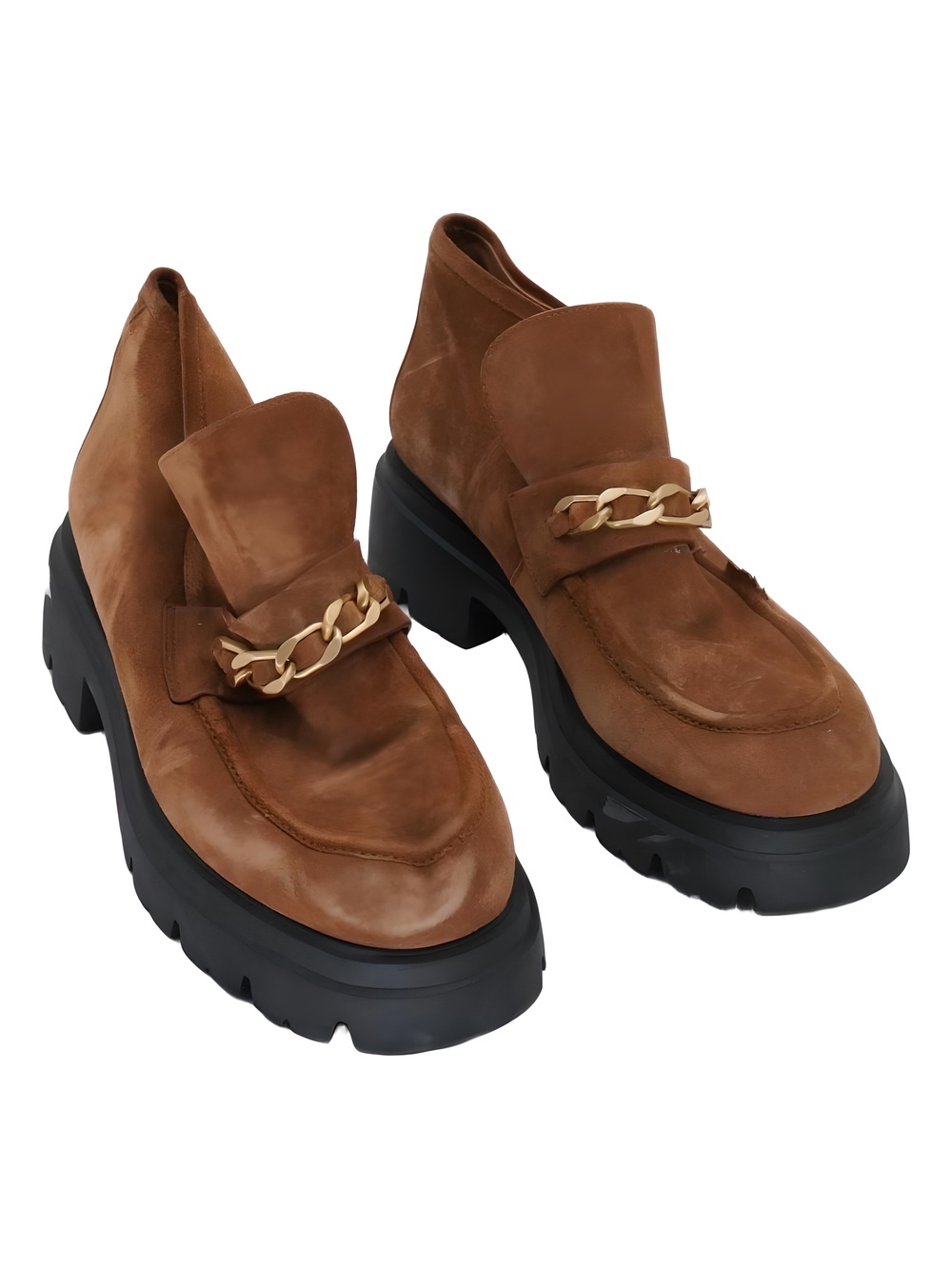 Stuart Weitzman Womens Suede Chain Link Lug Sole Loafers Size 8.5B